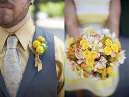 vintage backyard wedding in yellow and grey