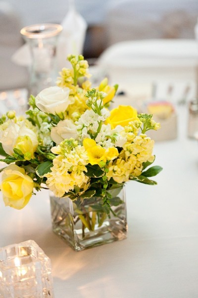 yellow centerpieces for wedding table
