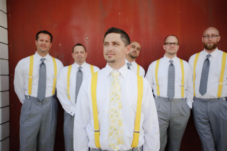 yellow suspenders for the groom and best men